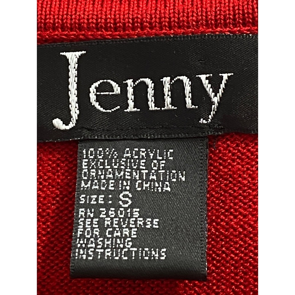 Jenny Red Knit Twinset Sequin Cardigan Shell Set Holiday‎ Party Sweater Small - Picture 3 of 10